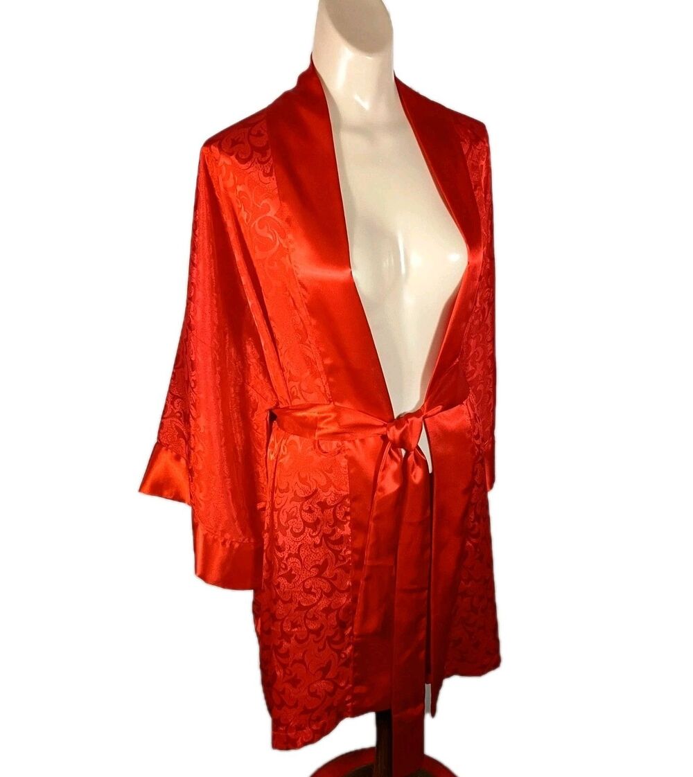 Victoria's Secret Red Satin Kimono Robe with Belt